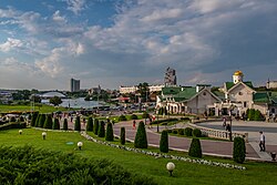 Minsk, the capital city of Belarus, skyline near niamiha