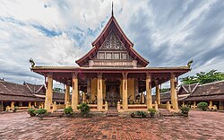 Vientiane, the capital city of Laos, wat si saket front