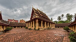 Vientiane, the capital city of Laos, wat si saket its paved courtyard