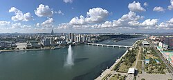 Pyongyang, the capital city of North Korea, panoramic juche tower
