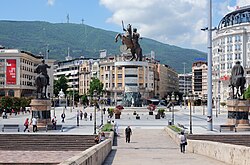 Skopje, the capital city of North Macedonia, stone bridge
