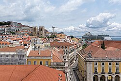 Lisbon, the capital city of Portugal, arco triunfal da rua augusta towards east