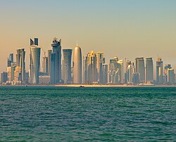 Doha, the capital city of Qatar, skyline morning