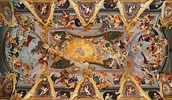 Ljubljana, the capital city of Slovenia, baroque ceiling frescoes cathedral