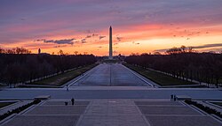 Washington D.C., the capital city of United States, monument sunrise
