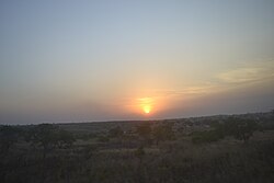 Landscape in Benin, couché du soleil dans le nord du