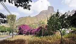 Landscape in Cape Verde, santiago são jorge dos órgãos bougainvillea