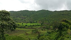 Landscape in Ethiopia, beautiful green farm land eastern