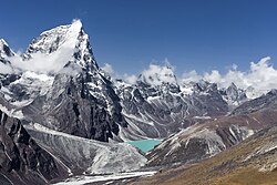 Landscape in Nepal, mountains with clouds sagarmatha everest zone himalayas