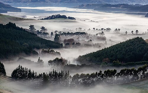 Landscape in New Zealand, mcqueens pass towards lyttelton harbour