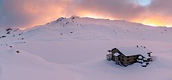 Landscape in New Zealand, angelus hut winter nelson lakes national park