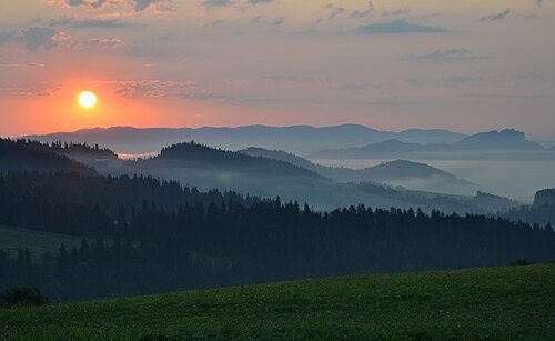 Landscape in Poland, sunrise pieniny