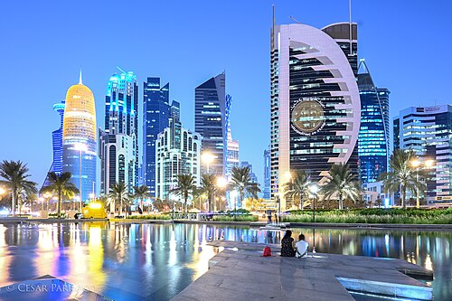 Landscape in Qatar, skyline doha west bay