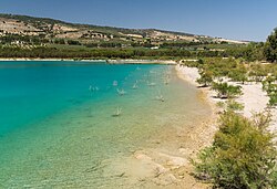 Landscape in Spain, banks embalse de los bermejales andalusia