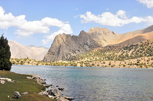 Landscape in Tajikistan, fan mountains