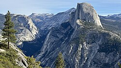 The mountain Half Dome, seen glacier point yosemite national park