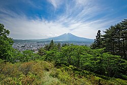 The mountain Mount Fuji, crater