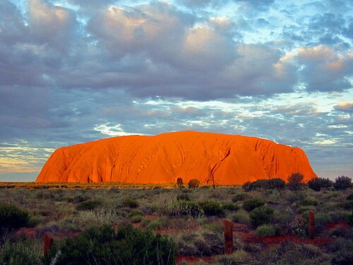 The mountain Uluru, sunset july