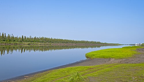 The river Mackenzie, east channel tuktoyaktuk winter road junction