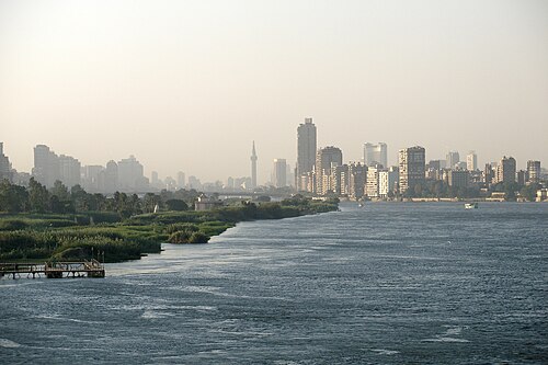 The river Nile, cairo skyline panoramic egypt